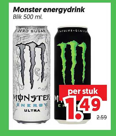 Monster energydrink Blik 500 ml.