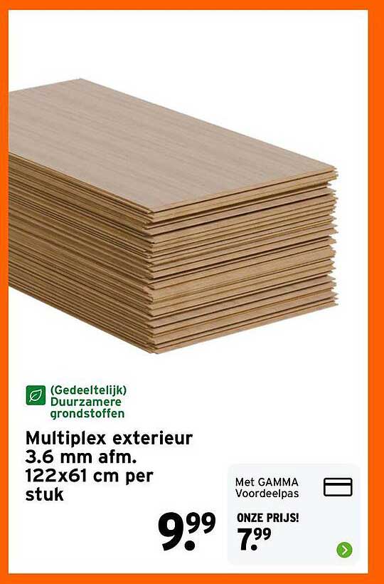 Multiplex exterieur 3.6 mm afm. 122x61 cm per stuk