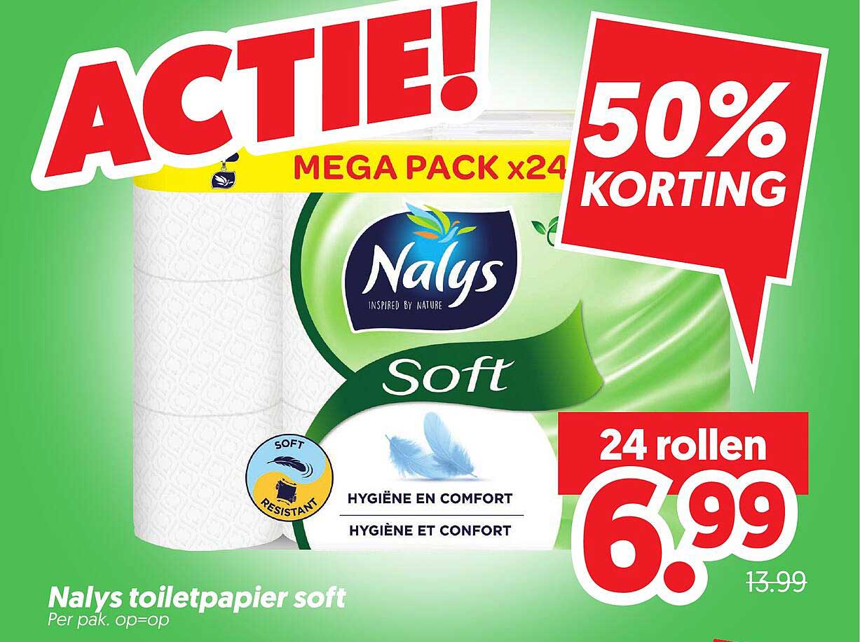 Nalys toiletpapier soft 50% korting