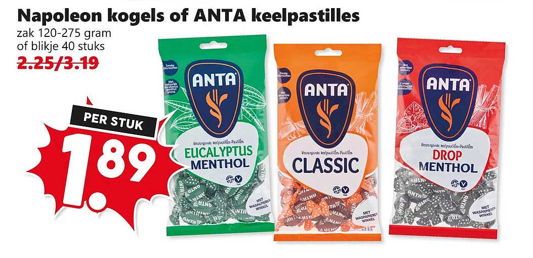 Napoleon kogels of ANTA keelpastilles