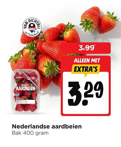 Nederlandse aardbeien Bak 400 gram ALLEEN MET EXTRA'S