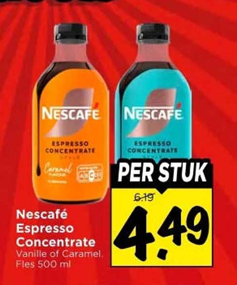 Nescafé Espresso Concentrate Vanilla of Caramel, Fles 500 ml PER STUK