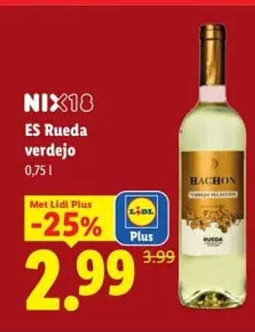 NIX18 ES Rueda verdejo 0,75 l Met Lidl Plus -25%