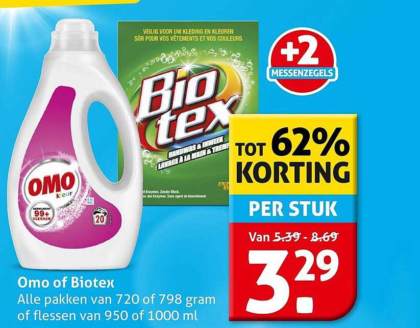 Omo of Biotex -2+2 MESSENZEGELS
