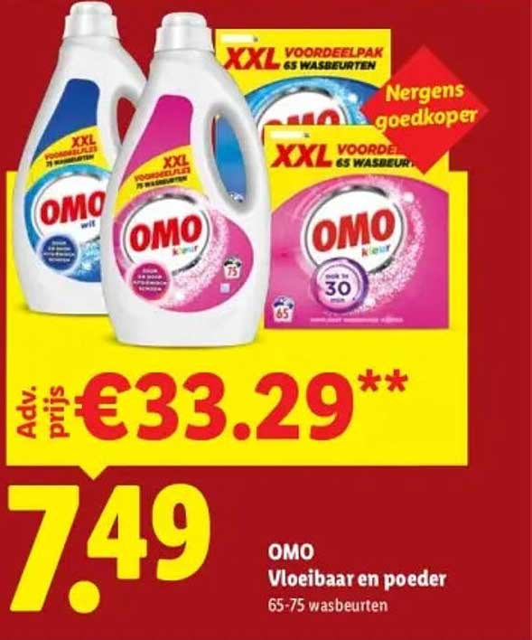 OMO Vloeibaar en poeder 65-75 wasbeurten