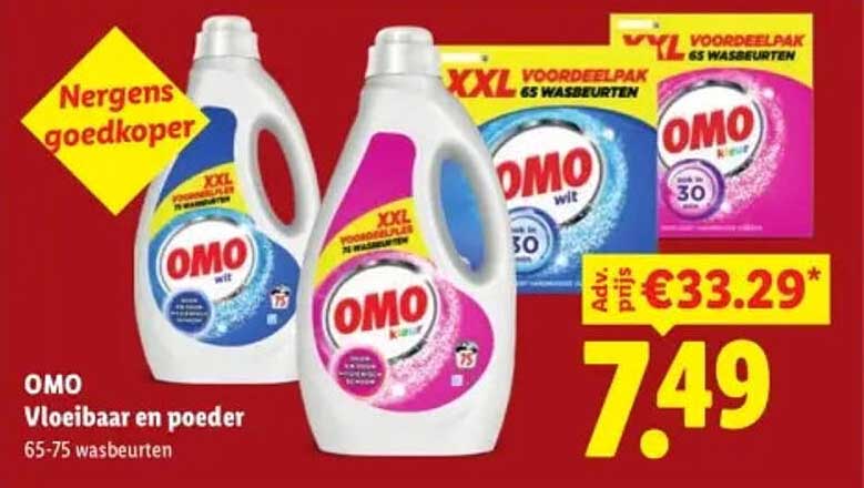 OMO Vloeibaar en poeder 65-75 wasbeurten