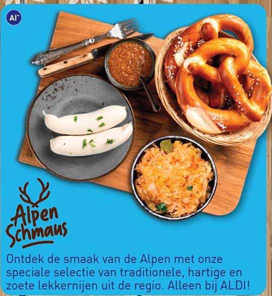 Ontdek de smaak van de Alpen met onze speciale selectie van traditionele, hartige en zoete lekkernijen uit de regio. Alleen bij ALDI!