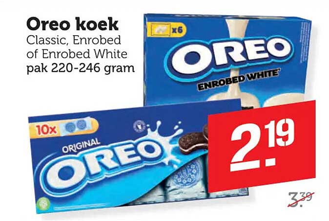 Oreo koek Classic, Enrobed of Enrobed White pak 220-246 gram