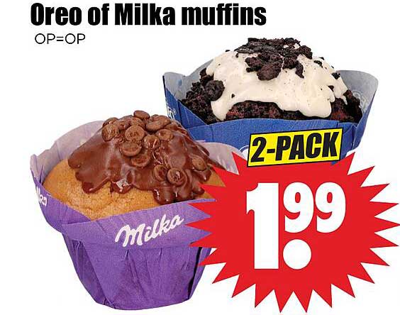Oreo of Milka muffins OP=OP 2-PACK