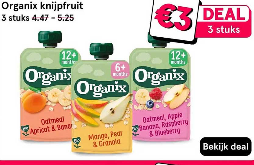 Organix knijpfruit 3 stuks