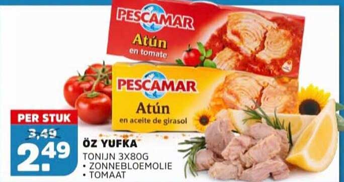 ÖZ YUFKA TONIJN 3X80G • ZONNEBLOEMOLIE • TOMAAT