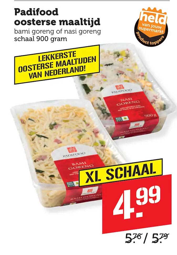 Padifood oosterse maaltijd bami goreng of nasi goreng schaal 900 gram XL SCHAAL