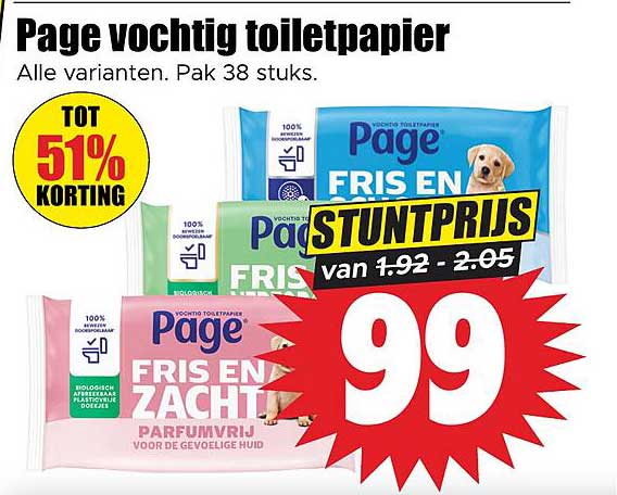 Page vochtig toiletpapier