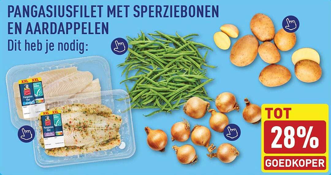 PANGASIUSFILET MET SPERZIEBONEN EN AARDAPPELEN