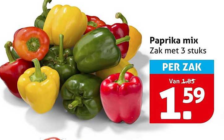 Paprika mix Zak met 3 stuks