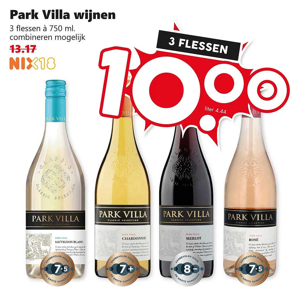 Park Villa wijnen 3 flessen à 750 ml combineren mogelijk
