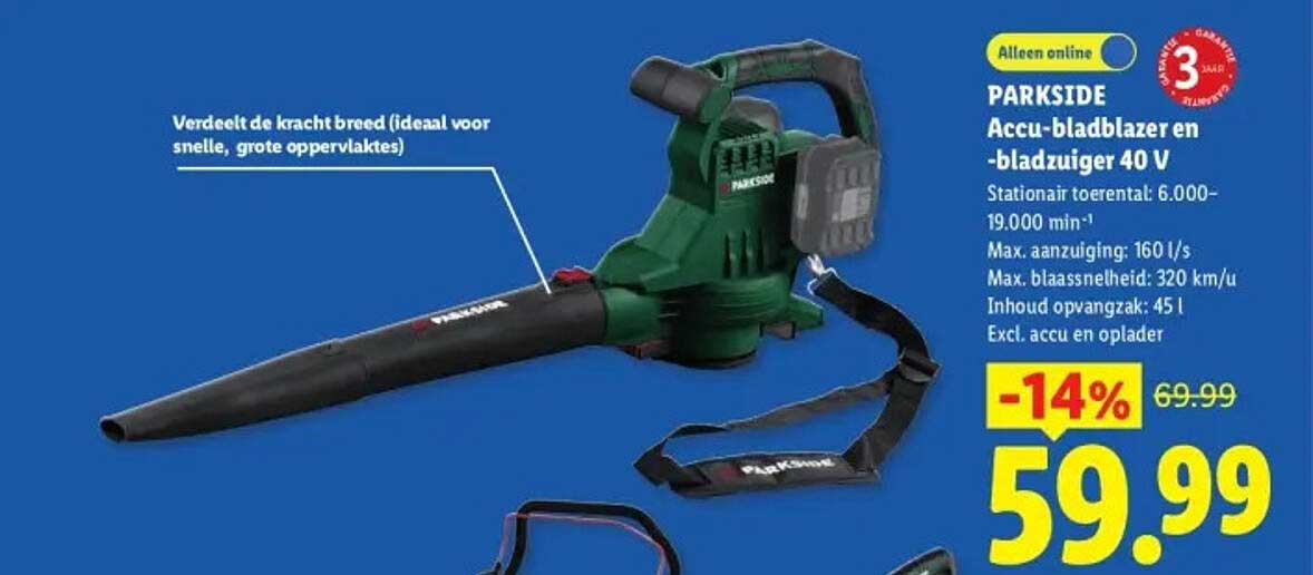 PARKSIDE Accu-bladblazer en -bladzuiger 40 V -14%