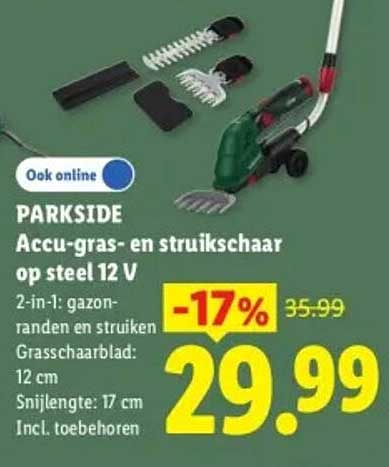 PARKSIDE Accu-gras- en struikschaar op steel 12 V