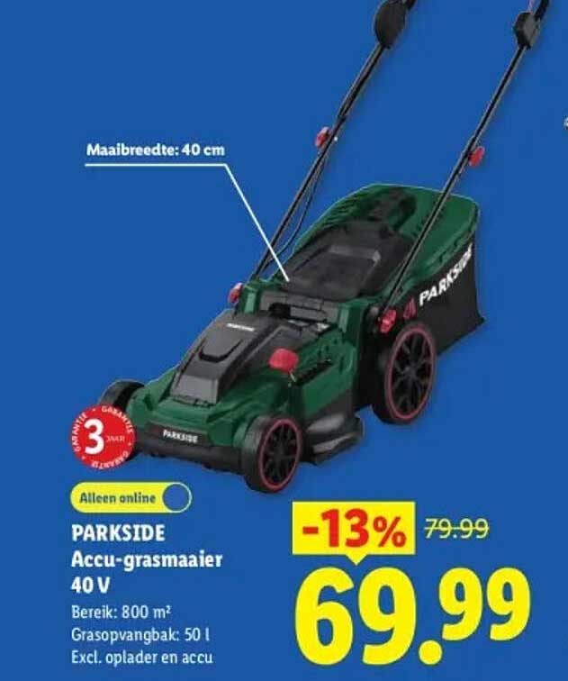 PARKSIDE Accu-grasmaaier 40 V Alleen online -13%