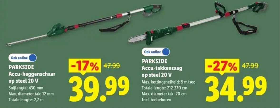 PARKSIDE Accu-heggenschaar op steel 20 V