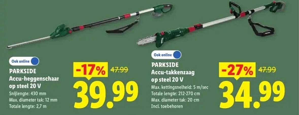 PARKSIDE Accu-heggenschaar op steel 20 V