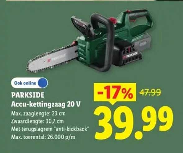 PARKSIDE Accu-kettingzaag 20 V