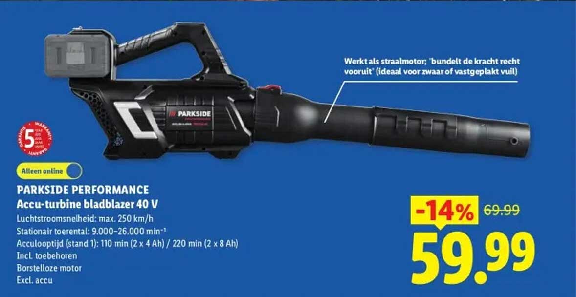 PARKSIDE PERFORMANCE Accu-turbine bladblazer 40 V