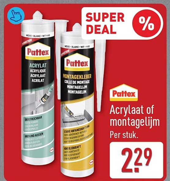 Pattex Acrylaat of montagelijm Per stuk.