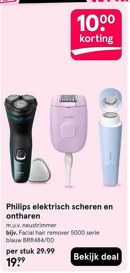 Philips elektrisch scheren en ontharen m.u.v. neustrimmer bijv. Facial hair remover 5000 serie blauw BRR484/00