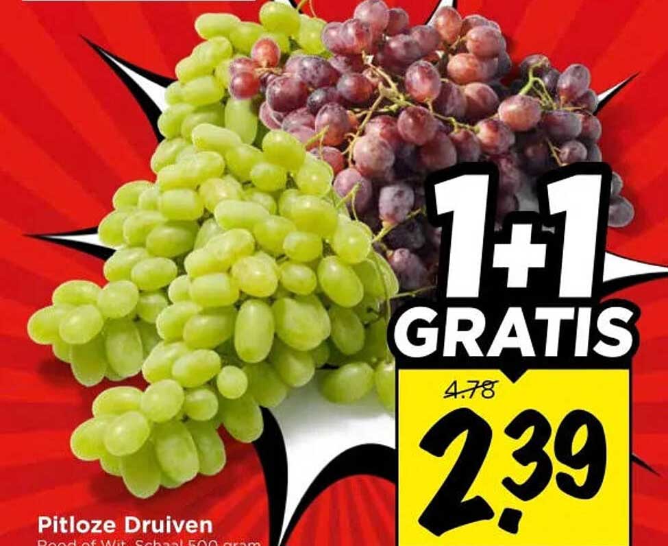 Pitloze Druiven 1+1 gratis