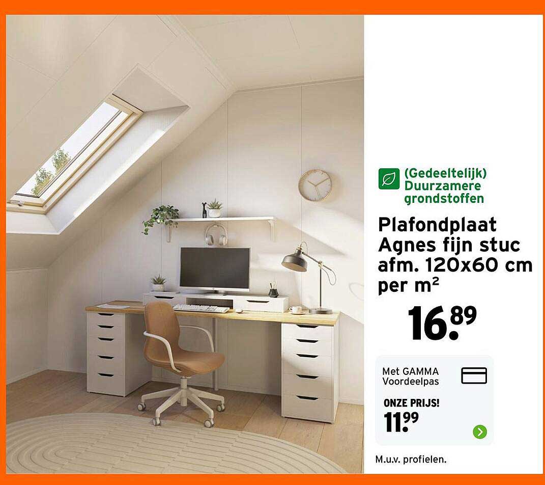 Plafondplaat Agnes fijn stuc afm. 120x60 cm per m²