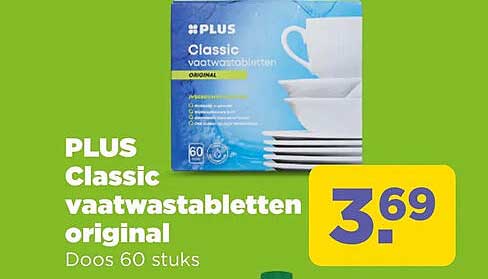 PLUS Classic vaatwastabletten original Doos 60 stuks