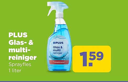 PLUS Glas- & multi-reiniger Sprayfles 1 liter