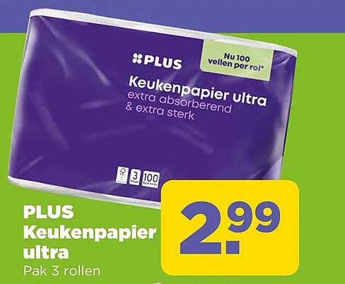 PLUS Keukenpapier ultra Pak 3 rollen