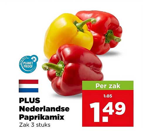 PLUS Nederlandse Paprikamix Zak 3 stuks