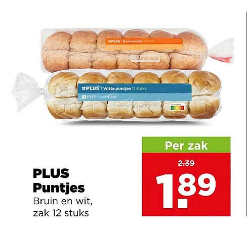 PLUS Puntjes Bruin en wit, zak 12 stuks