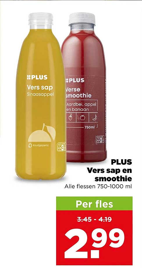 PLUS Vers sap en smoothie Alle flessen 750-1000 ml