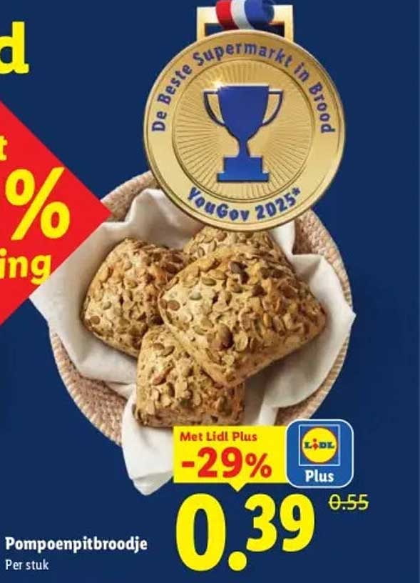 Pompoenpitbroodje Met Lidl Plus -29%