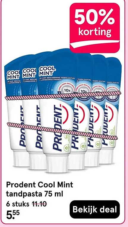 Prodent Cool Mint tandpasta 75 ml 6 stuks 50% korting