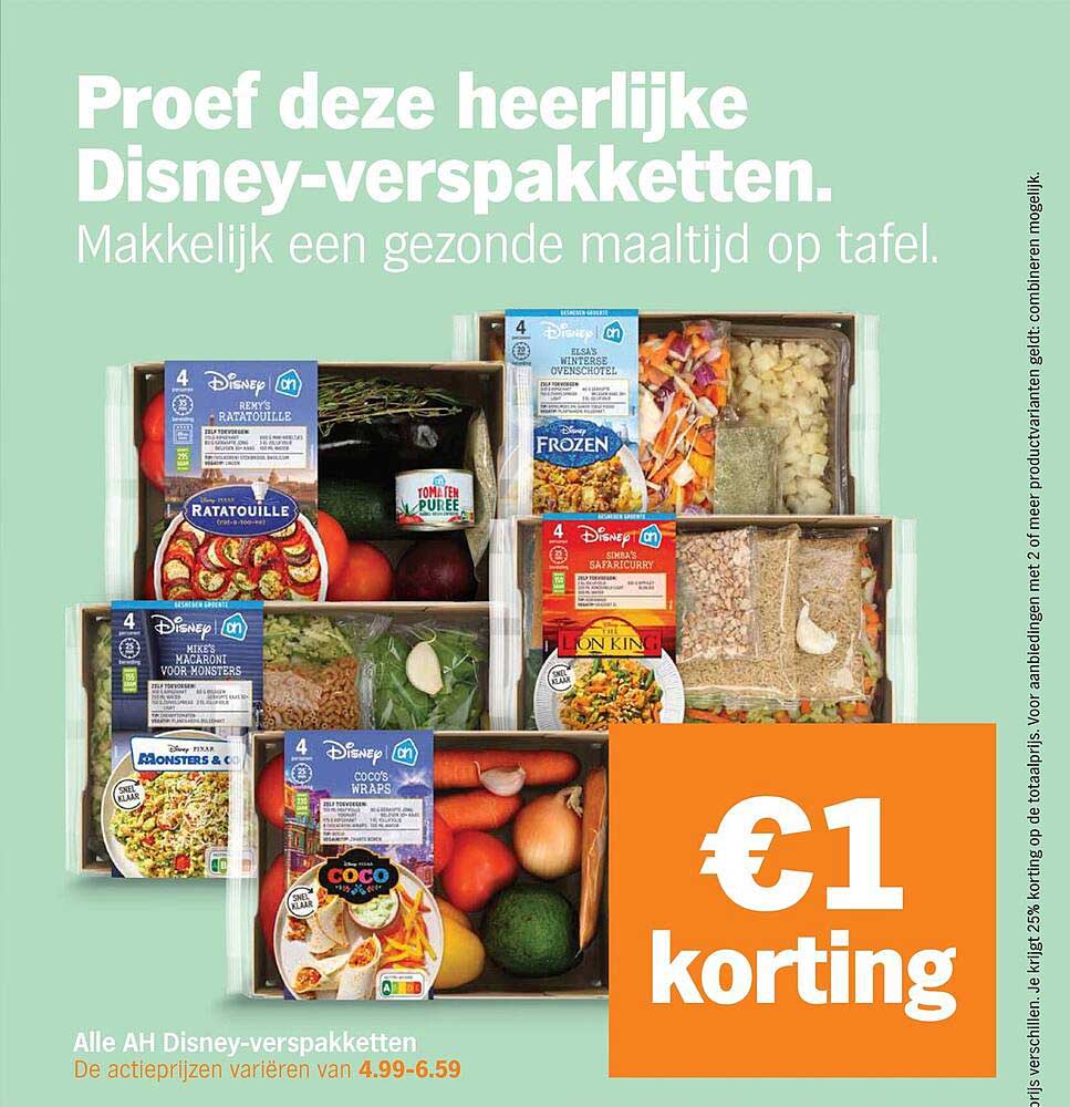 Proef deze heerlijke Disney-verspakketten. Makkelijk een gezonde maaltijd op tafel. €1 korting