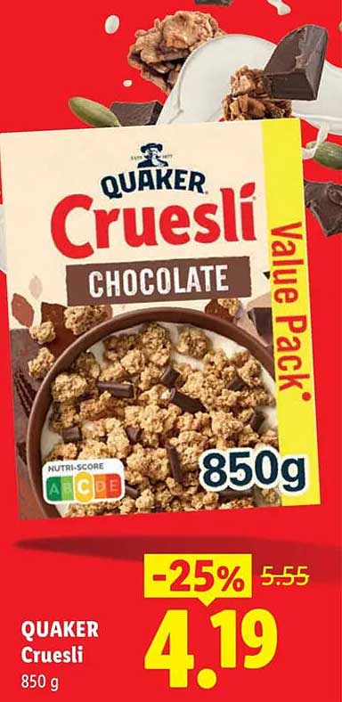 QUAKER Cruesli CHOCOLATE Value Pack -25%