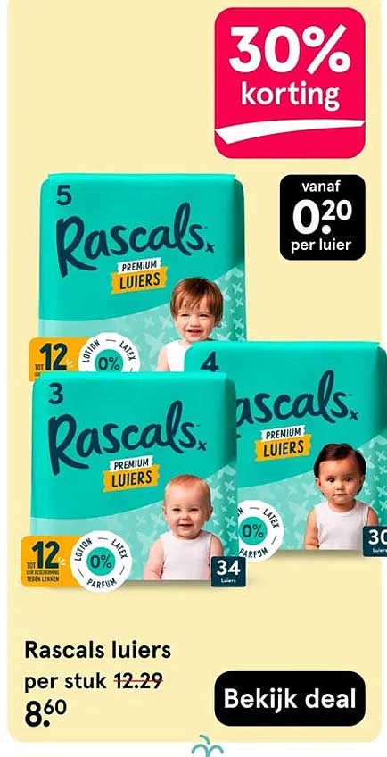 Rascals luiers 30% korting