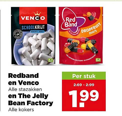 Redband en Venco Alle stazakken en The Jelly Bean Factory Alle kokers