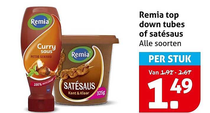 Remia top down tubes of satésaus Alle soorten PER STUK