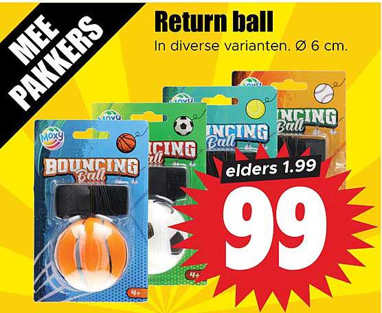 Return ball In diverse varianten. Ø 6 cm. elders 1.99