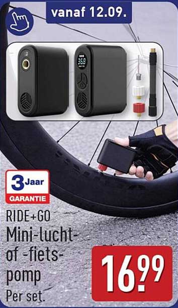 RIDE+GO Mini-lucht- of fiets-pomp
