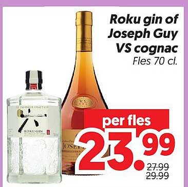 Roku gin of Joseph Guy VS cognac Fles 70 cl. per fles