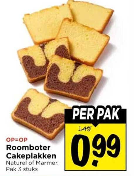Roomboter Cakeplakken Naturel of Marmer, Pak 3 stuks PER PAK