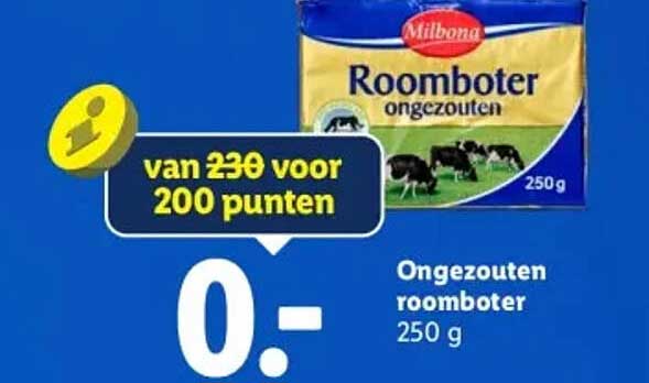 Roomboter ongezouten 250 g van 230 voor 200 punten