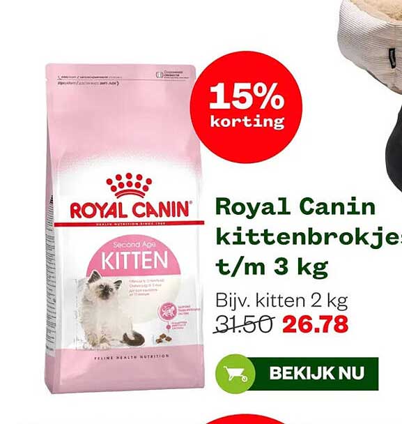 Royal Canin kittenbrokjes t/m 3 kg 15% korting